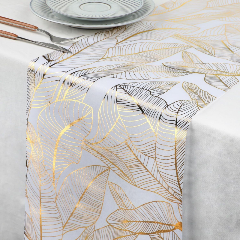 Piiriülene marli kuldlehtedega pronkslauajooksja kuldne lauajooksja kodupidu pulmalaua kaunistuseks lauajooksja lauarätik