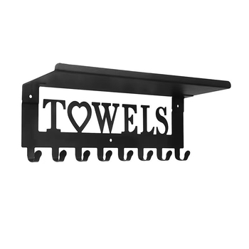 Кована желязна закачка за букви TOWELS за врата без перфоратор, закачалка за палта за задна врата, закачалка за ключове за кърпи