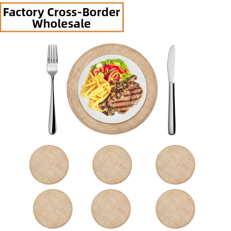 Gyári nagykereskedelmi határokon átnyúló pásztori szél durva kender kerek alátét alátétek éttermi bankett esküvői lakberendezéshez