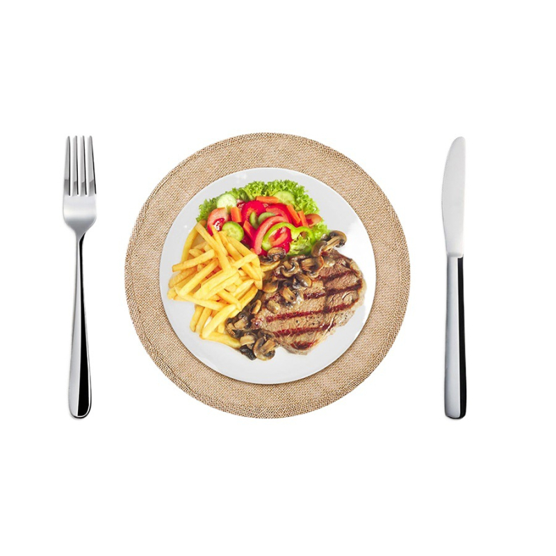 Εργοστάσιο χονδρικής διασυνοριακής ποιμενικής κάνναβης ανέμου στρογγυλά σουπλά σουβέρ για διακόσμηση γάμου και δεξιώσεων εστιατορίου