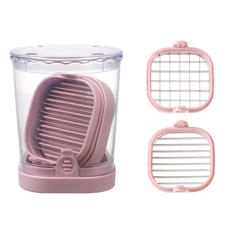 Nerūdijančio plieno pjaustymo puodelis braškių, bananų, kivių vaisių pjaustyklė vaisių ir daržovių pjaustyklė su laikymo indu