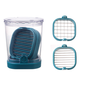 Nerūdijančio plieno pjaustymo puodelis braškių, bananų, kivių vaisių pjaustyklė vaisių ir daržovių pjaustyklė su laikymo indu