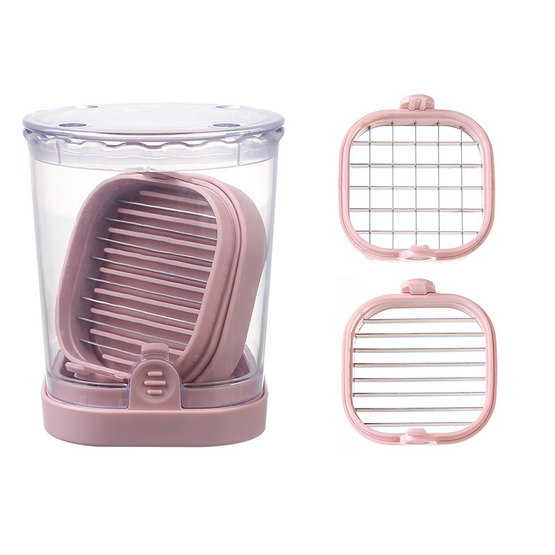 Nerūdijančio plieno pjaustymo puodelis braškių, bananų, kivių vaisių pjaustyklė vaisių ir daržovių pjaustyklė su laikymo indu