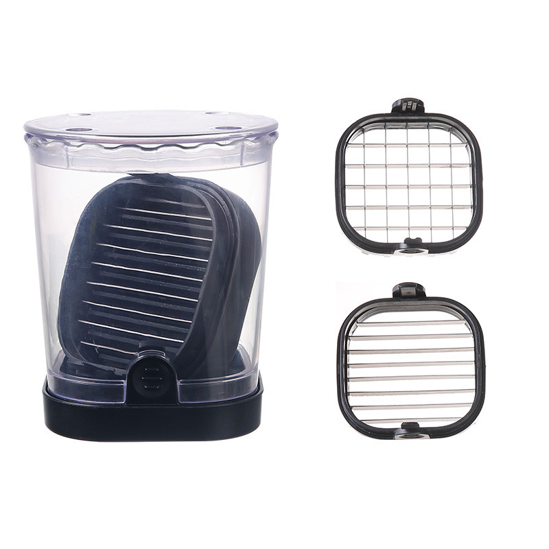 Nerūdijančio plieno pjaustymo puodelis braškių, bananų, kivių vaisių pjaustyklė vaisių ir daržovių pjaustyklė su laikymo indu