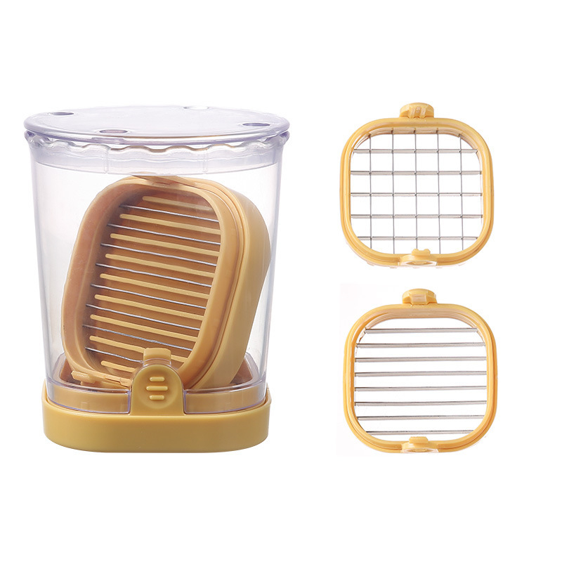 Nerūdijančio plieno pjaustymo puodelis braškių, bananų, kivių vaisių pjaustyklė vaisių ir daržovių pjaustyklė su laikymo indu