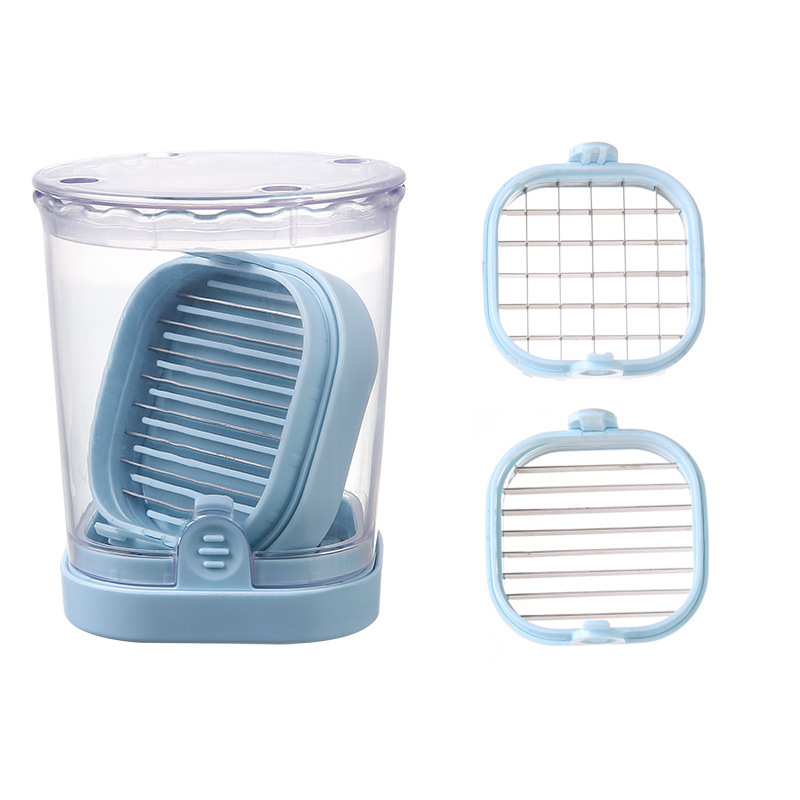 Nerūdijančio plieno pjaustymo puodelis braškių, bananų, kivių vaisių pjaustyklė vaisių ir daržovių pjaustyklė su laikymo indu