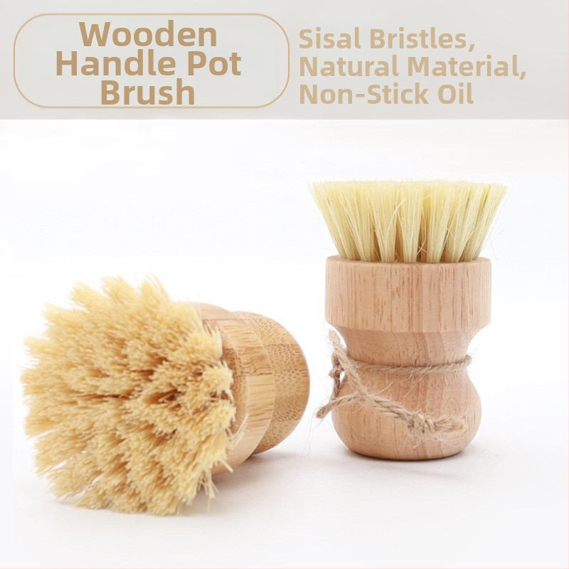 Дървена четка за миене на съд, многофункционална кухненска дървена четка за почистване, четка за тенджера с олио, четка за котлон, четка за съдове, кухненски инструменти