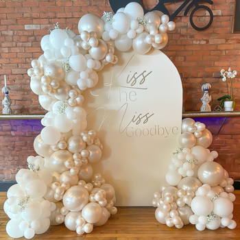 239 vnt. balto smėlio spalvos balionų girliandų rinkinys, perlamutriniai balti balionai, vestuvių, nuotakos, gimtadienio vakarėlio dekoravimas