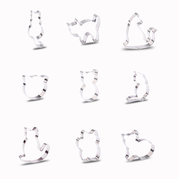 Karšto nerūdijančio plieno katės sausainių formelė, putėsių apvali forma, 9 dalys, „pasidaryk pats“ spausdinimo kepimo forma Helovinui