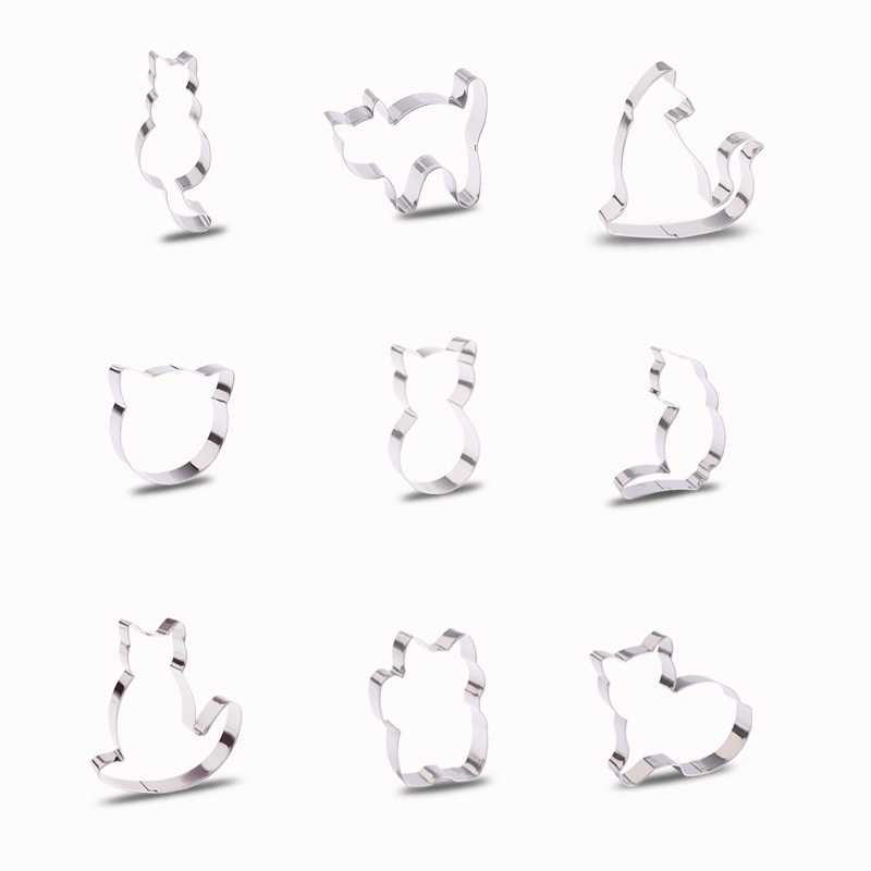 Karšto nerūdijančio plieno katės sausainių formelė, putėsių apvali forma, 9 dalys, „pasidaryk pats“ spausdinimo kepimo forma Helovinui