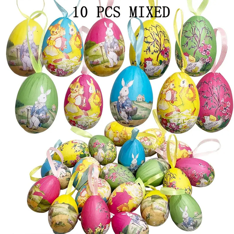 Трансгранични великденски украси от Amazon, празнични подаръци, Направи си сам цветна хартия, боядисана в великденско яйце, висулка, детски играчки