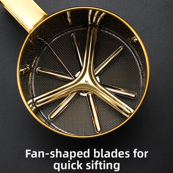 ✅ Επιχρυσωμένο ανοξείδωτο ατσάλι ημιαυτόματο φίλτρο ζάχαρης σε σκόνη, χειροκίνητα πιεσμένο κύπελλο, διαχωριστής σκόνης κέικ, κόσκινο αλευριού