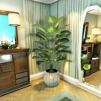 Tarpvalstybiniai 12-18-24 lapų žali augalai, vazoniniai dirbtiniai medžiai, kraštovaizdžio dirbtiniai medžiai, dideli dirbtiniai žalieji augalai