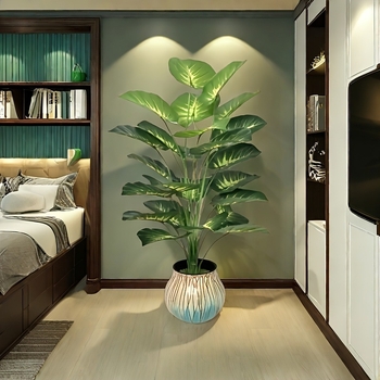 Tarpvalstybiniai 12-18-24 lapų žali augalai, vazoniniai dirbtiniai medžiai, kraštovaizdžio dirbtiniai medžiai, dideli dirbtiniai žalieji augalai