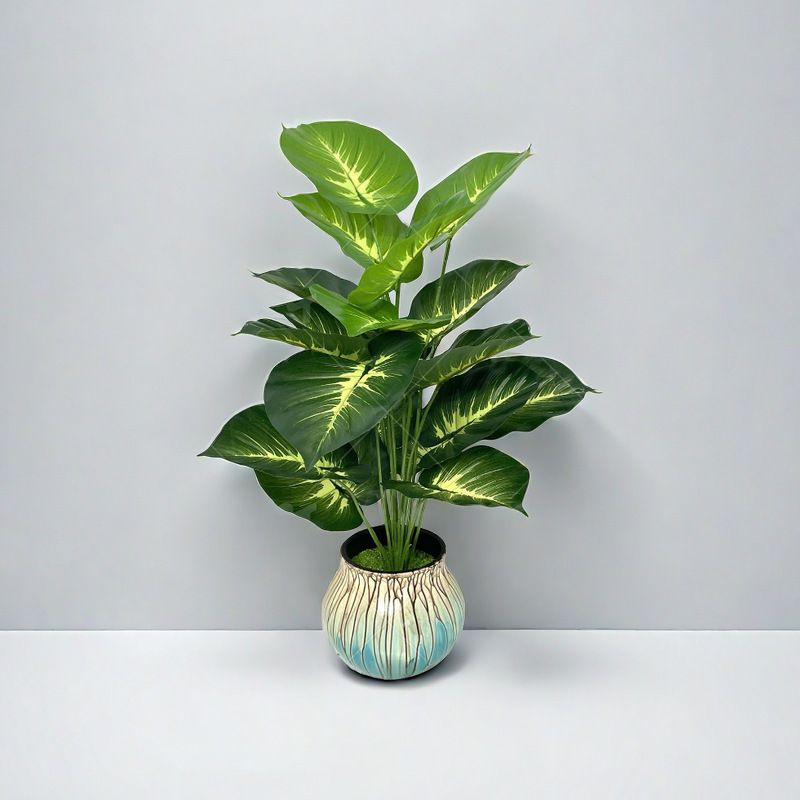 Tarpvalstybiniai 12-18-24 lapų žali augalai, vazoniniai dirbtiniai medžiai, kraštovaizdžio dirbtiniai medžiai, dideli dirbtiniai žalieji augalai