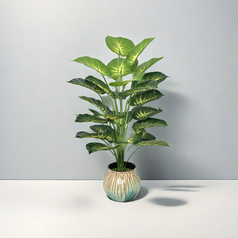 Tarpvalstybiniai 12-18-24 lapų žali augalai, vazoniniai dirbtiniai medžiai, kraštovaizdžio dirbtiniai medžiai, dideli dirbtiniai žalieji augalai