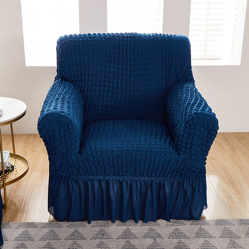 Amazon Едноцветен еластичен калъф за диван с двоен балон, пола, калъф за диван с балончета, хол, спалня, калъф за диван