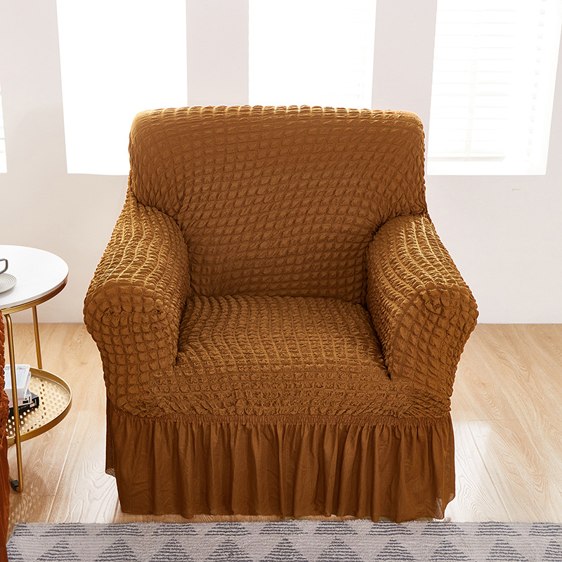 Amazon Едноцветен еластичен калъф за диван с двоен балон, пола, калъф за диван с балончета, хол, спалня, калъф за диван