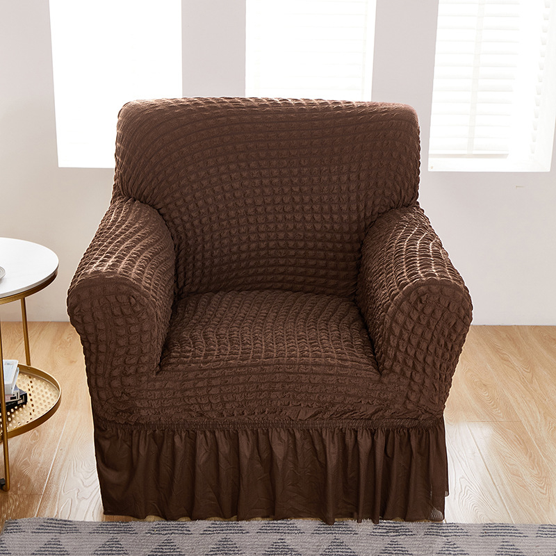 Amazon Едноцветен еластичен калъф за диван с двоен балон, пола, калъф за диван с балончета, хол, спалня, калъф за диван