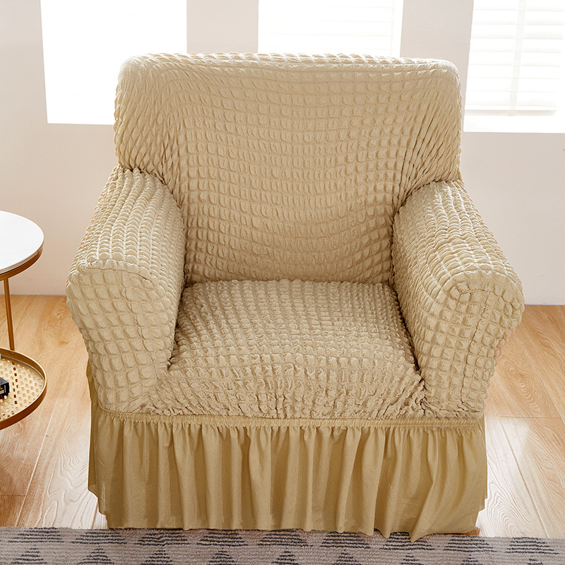 Amazon Едноцветен еластичен калъф за диван с двоен балон, пола, калъф за диван с балончета, хол, спалня, калъф за диван