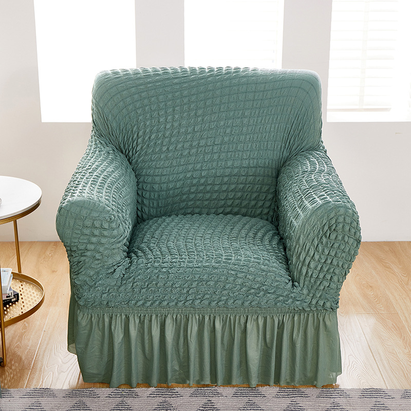 Amazon Едноцветен еластичен калъф за диван с двоен балон, пола, калъф за диван с балончета, хол, спалня, калъф за диван