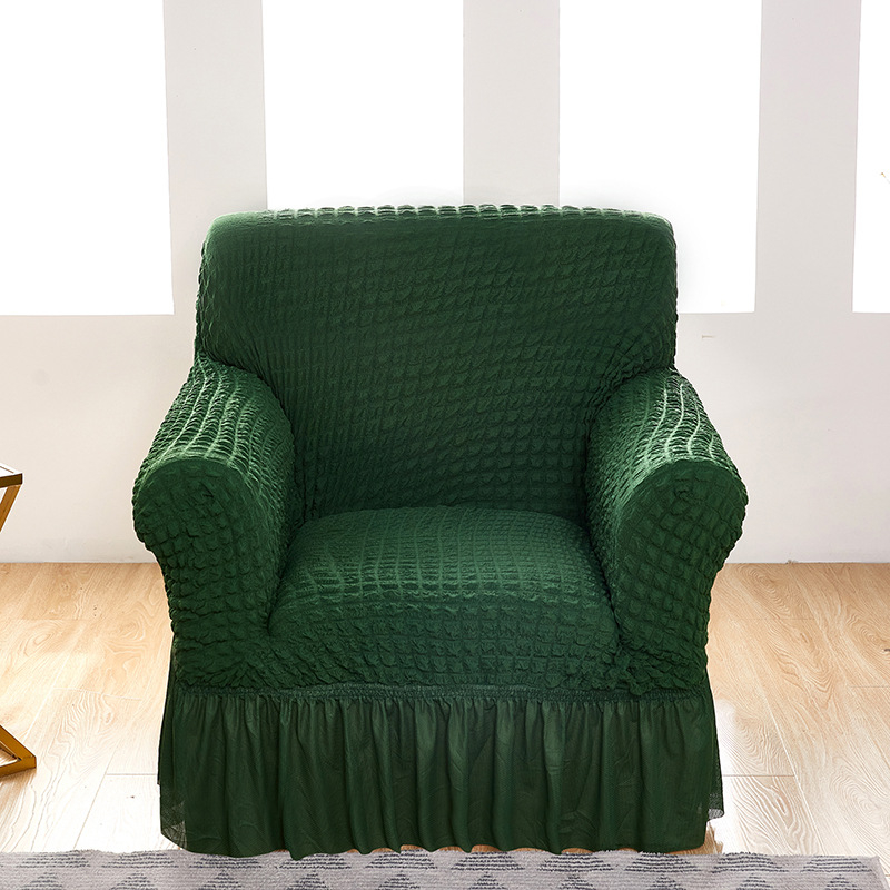 Amazon Едноцветен еластичен калъф за диван с двоен балон, пола, калъф за диван с балончета, хол, спалня, калъф за диван