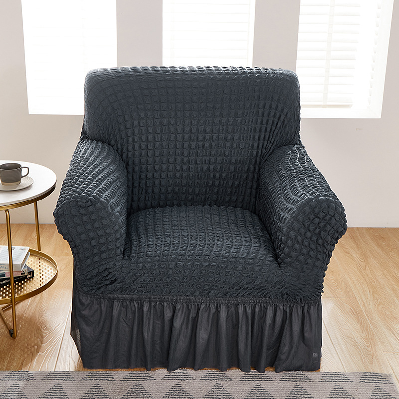 Amazon Едноцветен еластичен калъф за диван с двоен балон, пола, калъф за диван с балончета, хол, спалня, калъф за диван