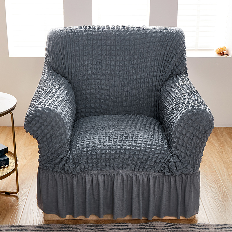 Amazon Едноцветен еластичен калъф за диван с двоен балон, пола, калъф за диван с балончета, хол, спалня, калъф за диван