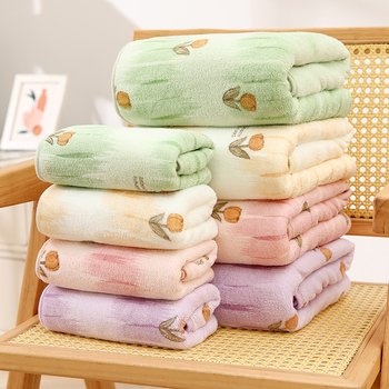 Uus Tulip Coral Fleece trükitud rätik, vannirätikuülikond, vett imav, kuivadele juustele, piiriülene kingitus internetikuulsusele