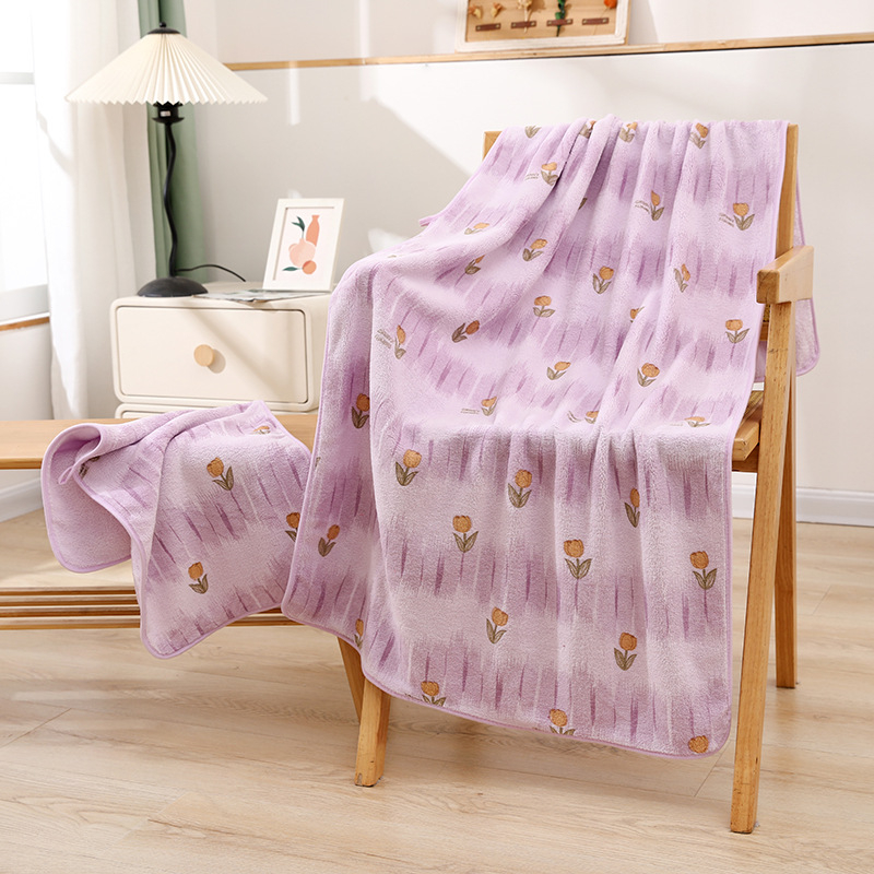 Uus Tulip Coral Fleece trükitud rätik, vannirätikuülikond, vett imav, kuivadele juustele, piiriülene kingitus internetikuulsusele