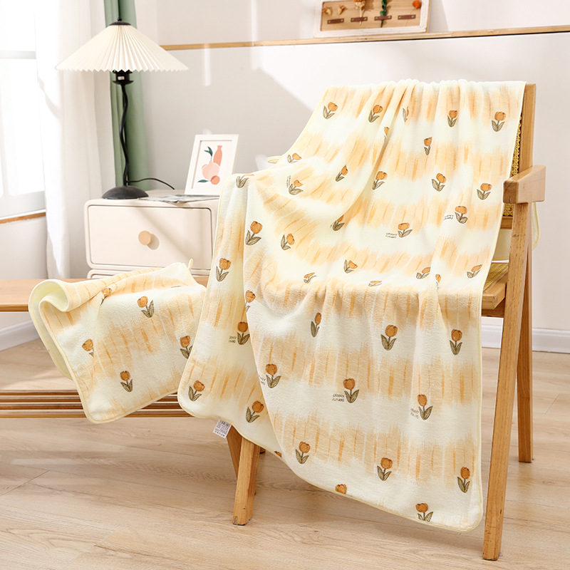 Uus Tulip Coral Fleece trükitud rätik, vannirätikuülikond, vett imav, kuivadele juustele, piiriülene kingitus internetikuulsusele