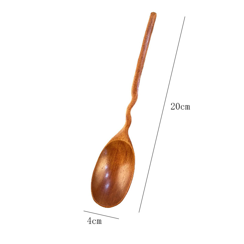 Kūrybingos banguotos šakutės, šaukštų rinkinys, medinis ilga rankena, šaukštas, medinis šaukštas, medinė šakutė, nešiojamas, medžio masyvo sriubos šaukštas, ryžių šaukštas