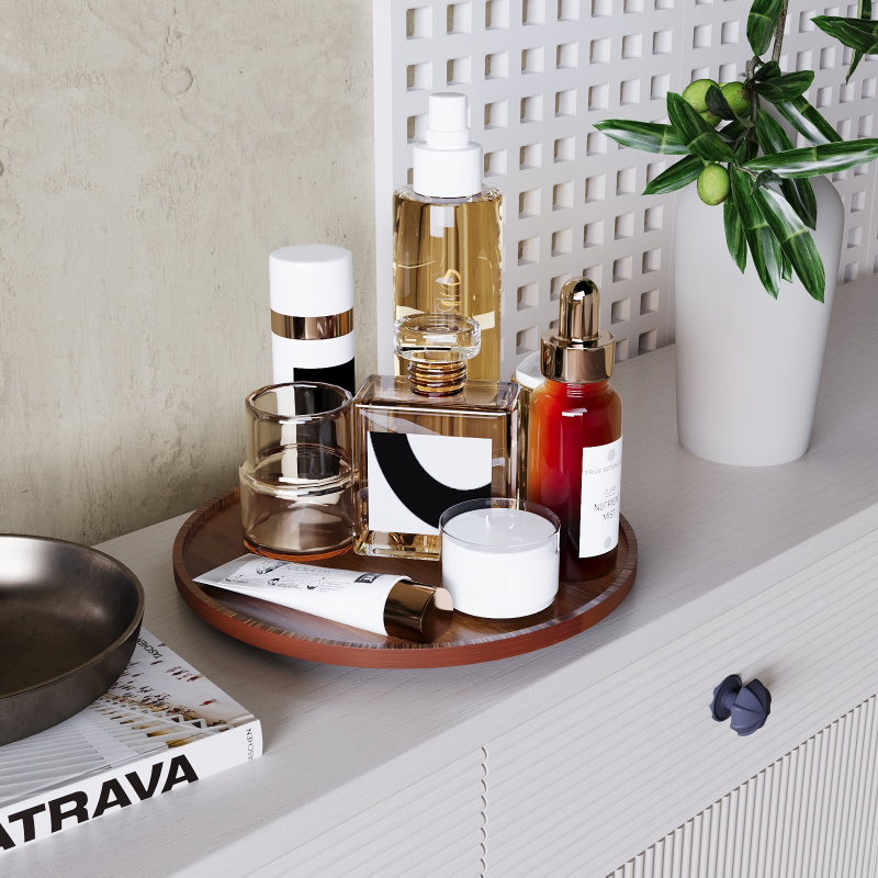 Egyszerű konyhai forgó fűszertároló állvány, asztali hálószoba kiegészítők, multifunkcionális bambusz tálca tároló állvány