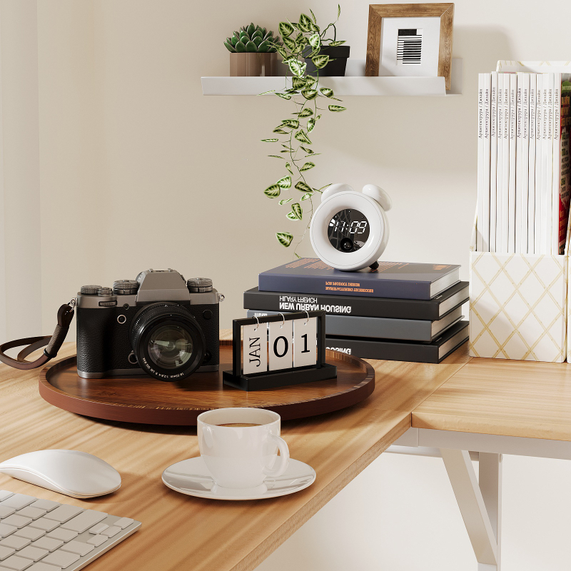 Egyszerű konyhai forgó fűszertároló állvány, asztali hálószoba kiegészítők, multifunkcionális bambusz tálca tároló állvány