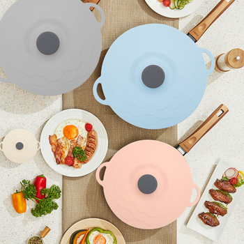 Piiriülene silikoonist värskena hoidev kate, 5-osaline komplekt, kahevärviline, ülevoolu- ja tolmukindel potikate, kõrge temperatuurikindel, multifunktsionaalne köögisilikoonist kate