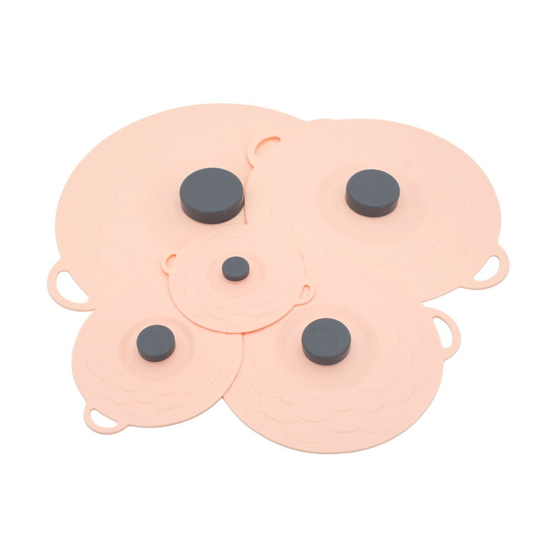 Piiriülene silikoonist värskena hoidev kate, 5-osaline komplekt, kahevärviline, ülevoolu- ja tolmukindel potikate, kõrge temperatuurikindel, multifunktsionaalne köögisilikoonist kate