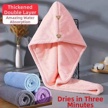 2022 m. moteriška dvisluoksnė storinta plaukų džiovinimo kepuraitė, sugerianti dušo kepuraitė, plaukų rankšluostis, galvos apdangalas, garuose greitai džiūstantis sugeriantis rankšluostis