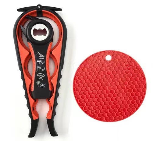 Фабричен комплект отварачки за бутилки „пет в едно“, отварачка за консерви „четири в едно“, неплъзгаща се, спестяваща труд въртяща се отварачка за консерви за бира и сода