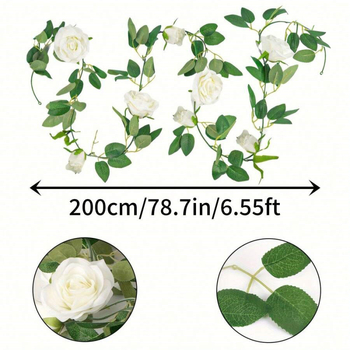 Pavasara simulācija balta roze rotangpalmas mākslīgais zaļais augs mākslīgais zieds āra kāzu arka mājas dekorēšana Amazon