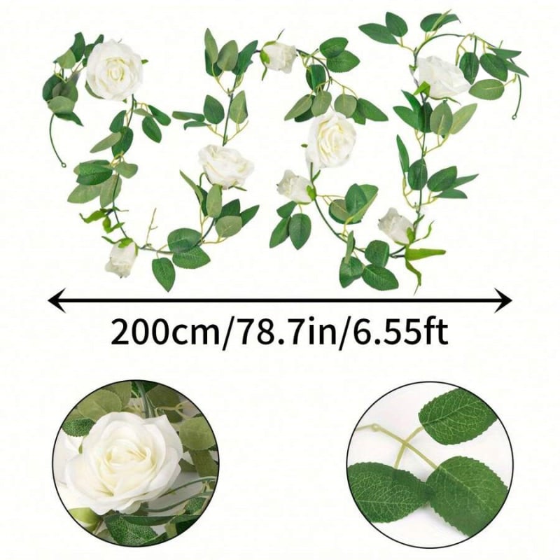 Pavasara simulācija balta roze rotangpalmas mākslīgais zaļais augs mākslīgais zieds āra kāzu arka mājas dekorēšana Amazon