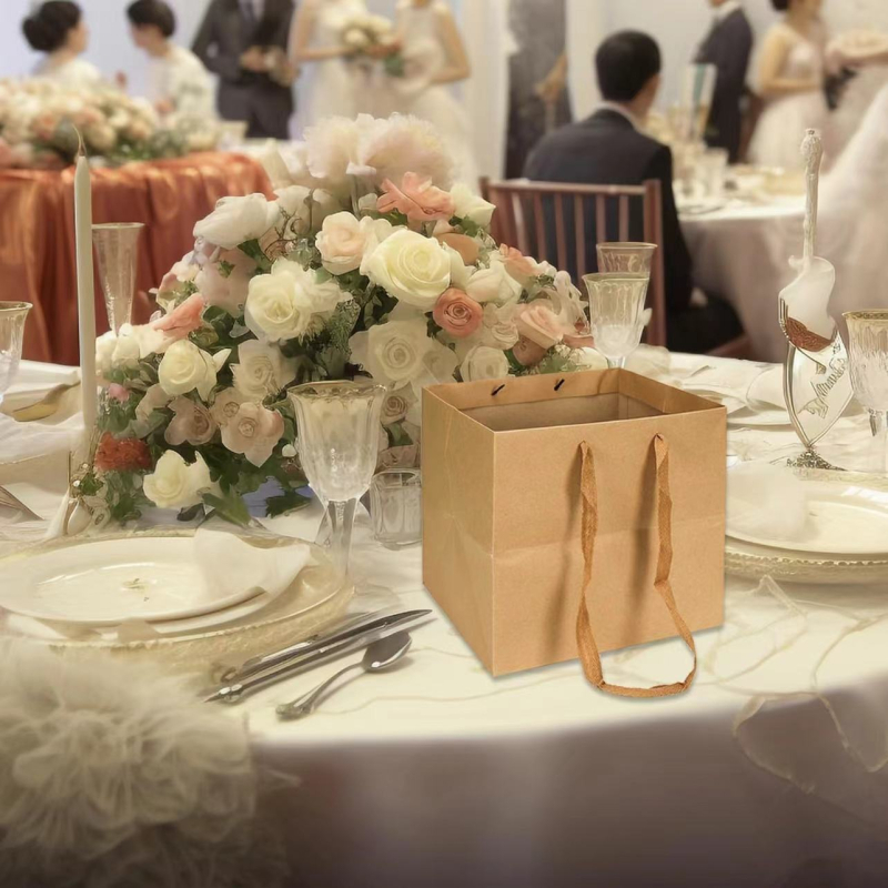 Τσάντα DIY για την Ημέρα του Αγίου Βαλεντίνου, τετράγωνη τσάντα Tote, τσάντα δώρου για την Ημέρα του Δασκάλου, τσάντα συσκευασίας από χαρτί Kraft, τσάντα δώρου Ins Style