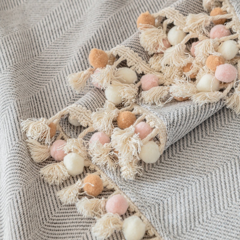 230 Широк калъф за диван с пискюли тип „рибена кост“, семпъл стил, универсален шенил, възглавница за диван „Четири сезона“, пълен калъф