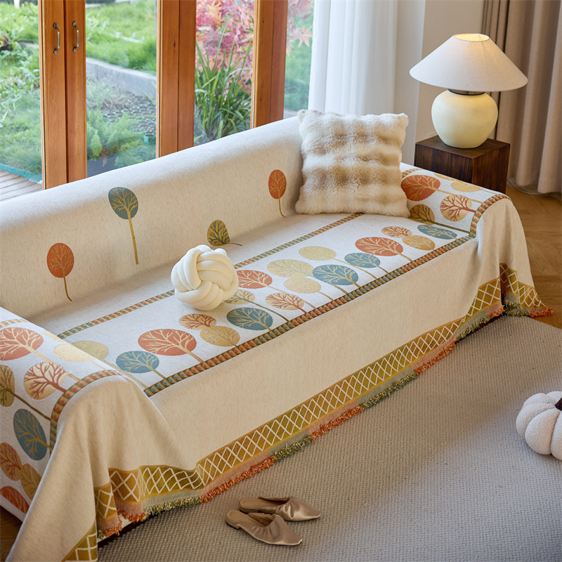 Цялостна кърпа за диван от шенил, пълно покритие, усъвършенстван калъф за одеяло за диван, плат за диван „Четири сезона“, универсален едноделен калъф за възглавница за диван
