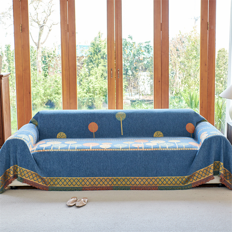 Цялостна кърпа за диван от шенил, пълно покритие, усъвършенстван калъф за одеяло за диван, плат за диван „Четири сезона“, универсален едноделен калъф за възглавница за диван