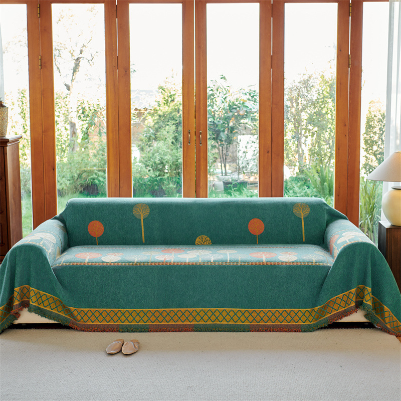 Цялостна кърпа за диван от шенил, пълно покритие, усъвършенстван калъф за одеяло за диван, плат за диван „Четири сезона“, универсален едноделен калъф за възглавница за диван