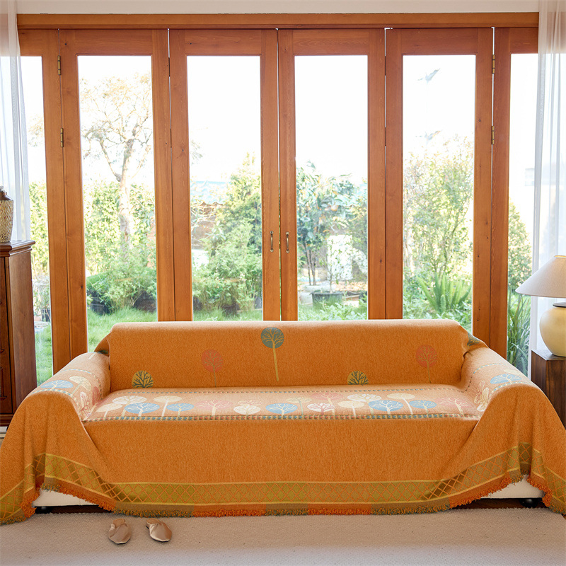 Цялостна кърпа за диван от шенил, пълно покритие, усъвършенстван калъф за одеяло за диван, плат за диван „Четири сезона“, универсален едноделен калъф за възглавница за диван