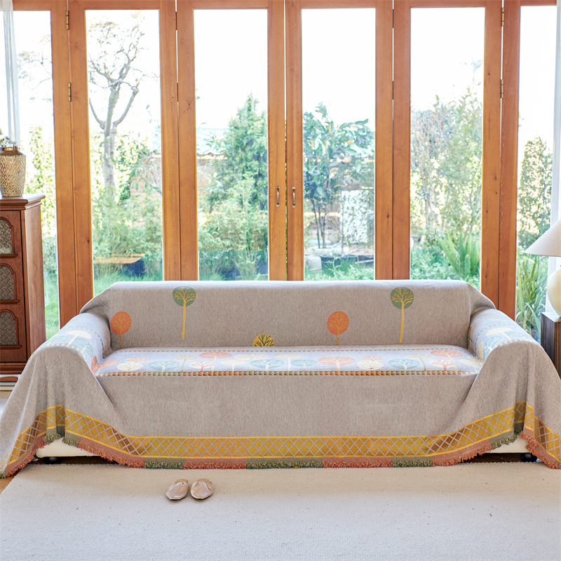Цялостна кърпа за диван от шенил, пълно покритие, усъвършенстван калъф за одеяло за диван, плат за диван „Четири сезона“, универсален едноделен калъф за възглавница за диван