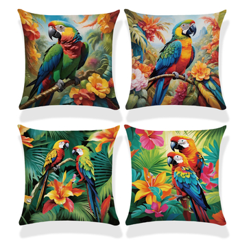 Παπαγάλος Rainforest Palm Leaf Σαλόνι Καναπές Διακοσμητικό Τετράγωνο Μαξιλαροθήκη Οκτώ Μαύρη Γάτα Αφηρημένη Αγελάδα Αλπακά Μαξιλάρι Κάλυμμα