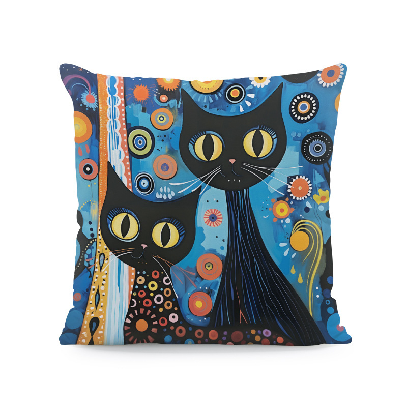 Παπαγάλος Rainforest Palm Leaf Σαλόνι Καναπές Διακοσμητικό Τετράγωνο Μαξιλαροθήκη Οκτώ Μαύρη Γάτα Αφηρημένη Αγελάδα Αλπακά Μαξιλάρι Κάλυμμα