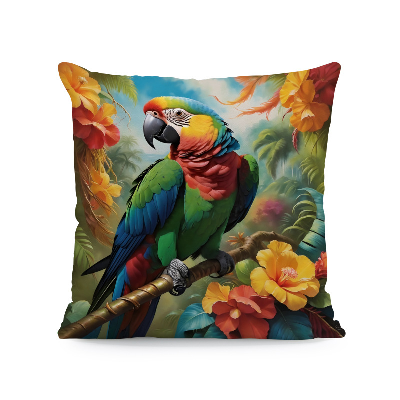 Παπαγάλος Rainforest Palm Leaf Σαλόνι Καναπές Διακοσμητικό Τετράγωνο Μαξιλαροθήκη Οκτώ Μαύρη Γάτα Αφηρημένη Αγελάδα Αλπακά Μαξιλάρι Κάλυμμα